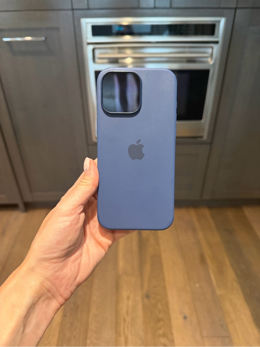 Apple iPhone 16 Pro Max Silicone Phone Case in Deep Blue with Apple Logo